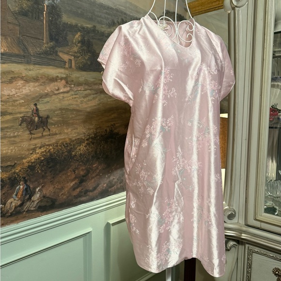 Vintage Silky Pink Floral Chemise Slip